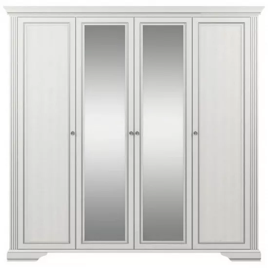 Dulap Yasen White 4D2S (227x64x221 cm), Silver Pine