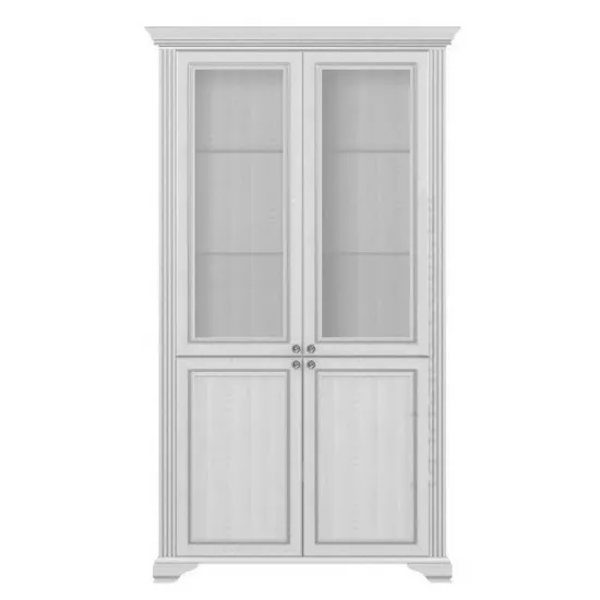 Vitrina Yasen White 2D2W (126 cm), Silver Pine