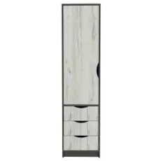 Dulap-penal Yasen Disnei, 45 cm x 180.5 cm x 38 cm, Gri Grafit/Stejar Craft Alb