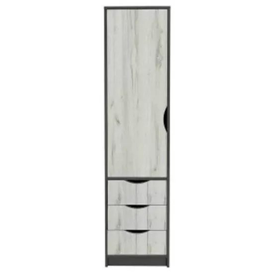 Dulap-penal Yasen Disnei, 45 cm x 180.5 cm x 38 cm, Gri Grafit/Stejar Craft Alb