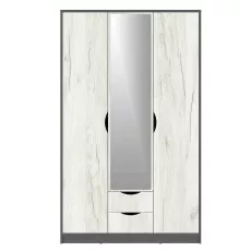 Шкаф Yasen Дисней 3д2я1зер, 120x50x200,5 см, Серый Графит/Дуб Крафт Белый