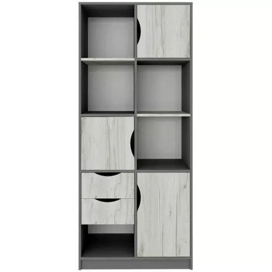 Шкаф Yasen Дисней 3Д2Ш, 77x38,5x180 см, Серый Графит/Дуб Крафт Белый
