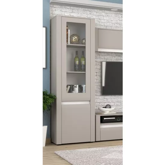 Пенал витрина Yasen Бодена 1д1дс (58 см), Кашемир (Бежевый) / Белый