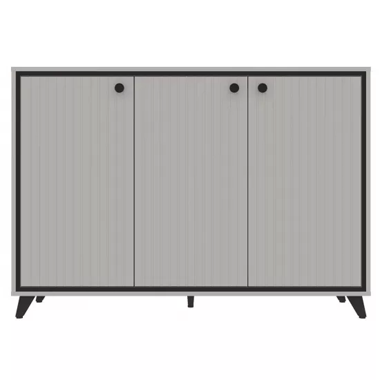 Комод Yasen Тина 3Д, 130x37x92 см, Кашемир (Бежевый) / Черный