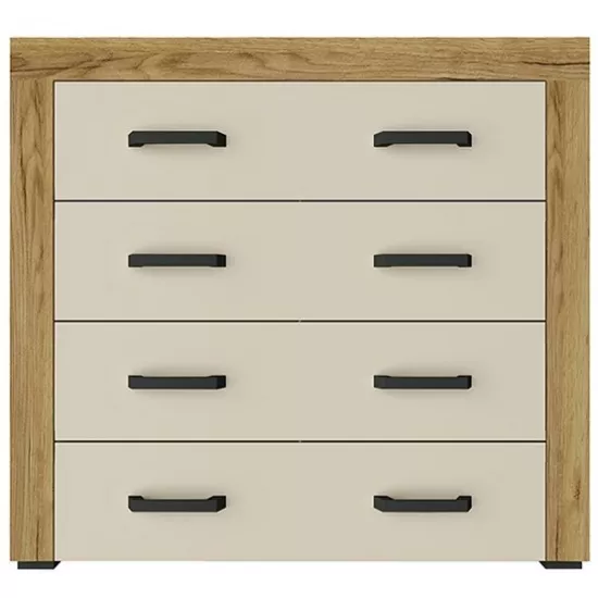 Комод Yasen Денвер (95 см) 4Ш, Дуб Крафт Золотой/Ваниль