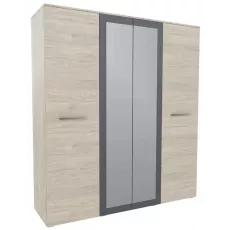 Шкаф Yasen Бари 4д2з, 180x52x200 см, Гикори Рокфорд Светлый/Графит Серый