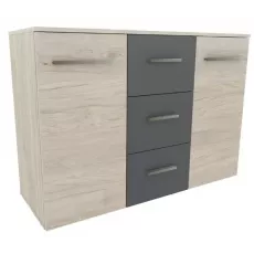 Комод Yasen Бари 2Д3Ш, 120x42.5x85 см, Гикори Рокфорд Светлый/Графит Серый