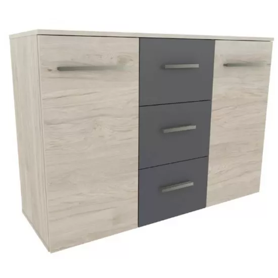 Comodă Yasen Bari 2D3S, 120x42.5x85 cm, Ghicori Rocford Deschis/Grafit Gri