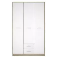 Dulap Yasen Nepo SZF3D2SN, 118.5x54x196.5 cm, Stejar Sonoma / Alb