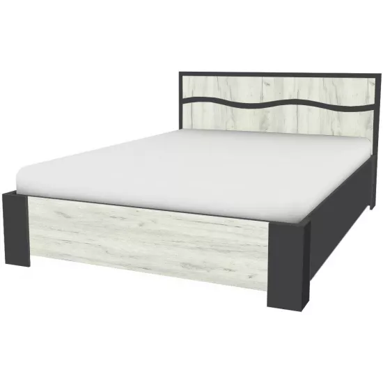 Pat Yasen Geneva, 160 x 200 cm cu lamele, Grafit Gri/Stejar Kraft Alb