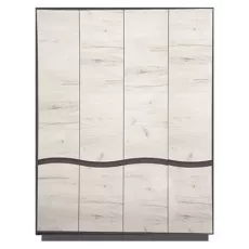 Dulap Yasen Geneva 4D, 156.8x50x206.5 cm, Grafit Gri/Stejar Kraft Alb
