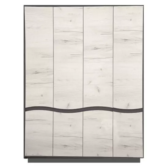Dulap Yasen Geneva 4D, 156.8x50x206.5 cm, Grafit Gri/Stejar Kraft Alb