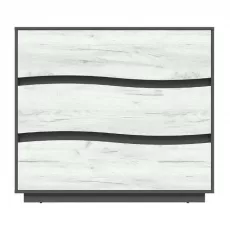 Comodă Yasen Geneva 3S, 120x50x106.5 cm, Grafit Gri/Stejar Kraft Alb