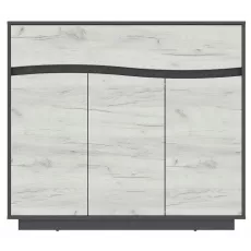 Comodă Yasen Geneva 1S3D, 120x40x107 cm, Grafit Gri/Stejar Kraft Alb