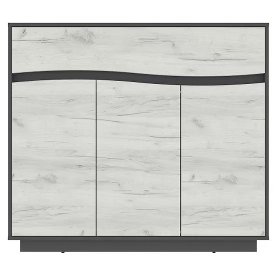 Comodă Yasen Geneva 1S3D, 120x40x107 cm, Grafit Gri/Stejar Kraft Alb