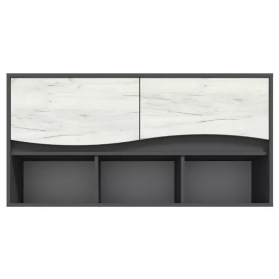 Raft de perete Yasen Geneva, 120x28x60 cm, Grafit Gri/Stejar Kraft Alb