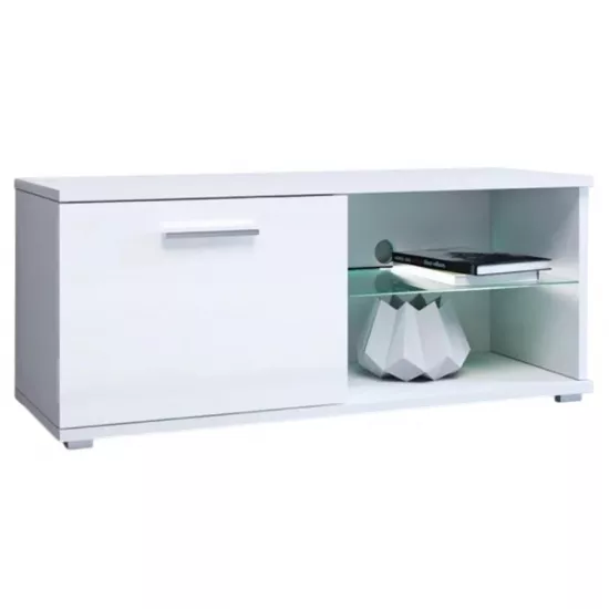Comoda TV Yasen Moon MN 100 (100 cm), White/White Gloss