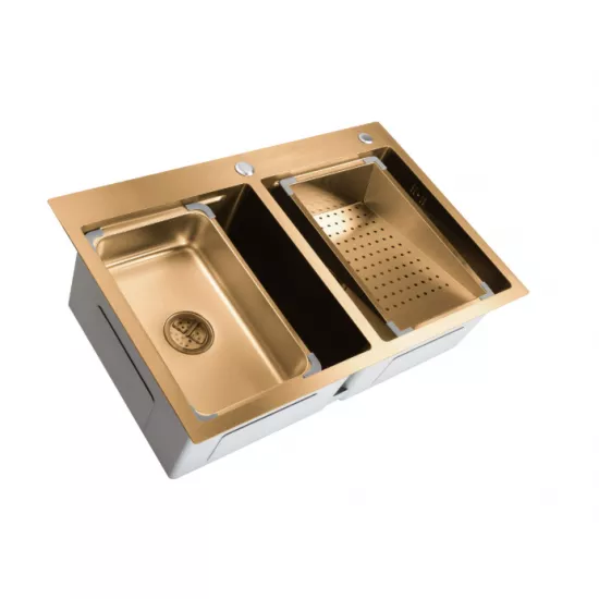 Chiuvetă de bucătărie SanDonna HD7850 dubla, 780х500 mm, Auriu (VOR82357)