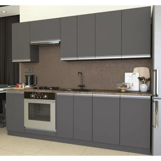 Кухня Yasen Мадера 2.4 м, ДСП, Графит Серый