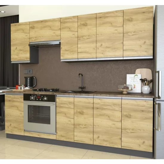 Кухня Yasen Мадера 2.4 м, ДСП, Дуб Крафт Золотой