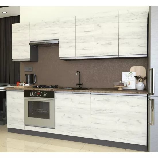 Кухня Yasen Мадера 2.4 м, ДСП, Дуб Крафт Белый