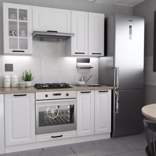 Bucatarie Yasen Scandi 1.6 m, MDF, Alb