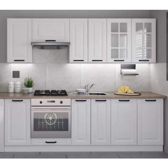 Bucatarie Yasen Scandi 2.4 m, MDF, Alb