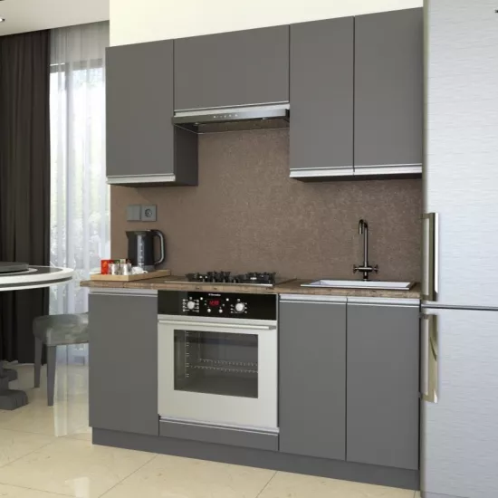 Bucatarie Yasen Madera 1.6 m, PAL, Grafit Gri