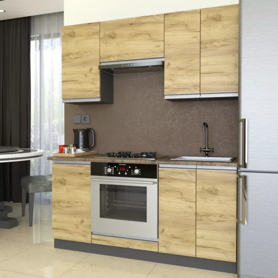 Кухня Yasen Мадера 1.6 м, ДСП, Дуб Крафт Золотой