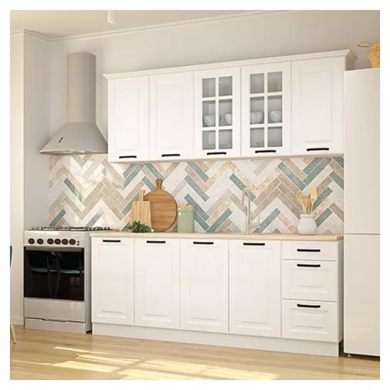 Bucatarie Yasen Scandi 2.0 m, MDF, Alb