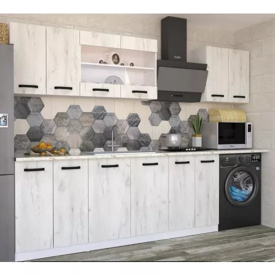 Кухня Yasen Саманта 2.0 м, ДСП, Белый/Дуб Крафт Белый