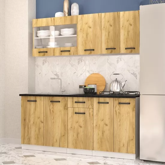 Кухня Yasen Саманта 2.0 м, ДСП, Белый/Дуб Артизан