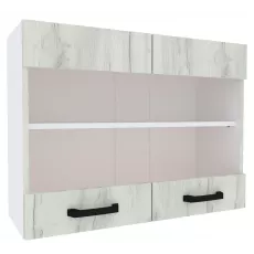 Modul superior Yasen Samanta 80 vitrina, Pal, Alb/Stejar Kraft Alb