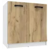 Нижний кухонный шкаф Yasen Саманта 80 мойка, ДСП, Белый/Дуб артизан