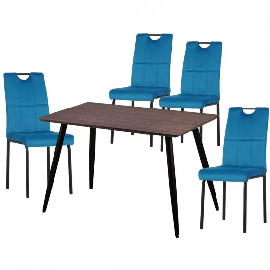 Набор Yasen стол Т1921 Brown/Black с 4 стульями DC-19967 Blue