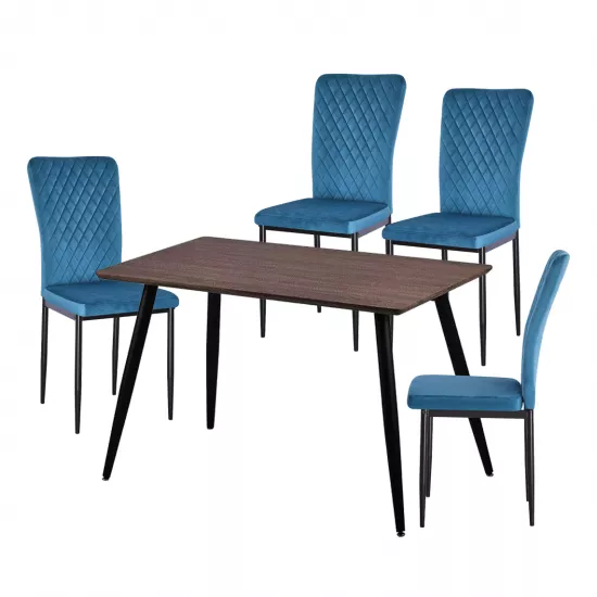 Набор Yasen стол Т1921 Brown/Black с 4 стульями DC-2329 HLR 62 Blue