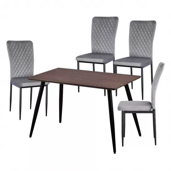 Набор Yasen стол Т1921 Brown/Black с 4 стульями DC-2329 HLR 22 Gray