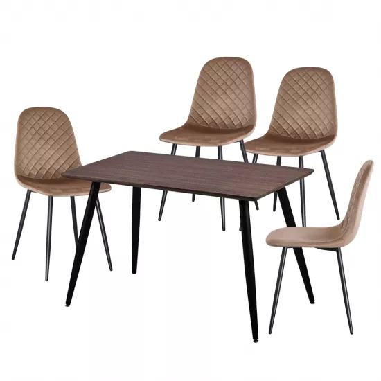 Набор Yasen стол Т1921 Brown/Black с 4 стульями DC-5010 HLR 11 Gold Brown