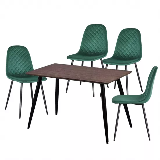 Набор Yasen стол Т1921 Brown/Black с 4 стульями DC-5010 HLR 57 Dark Green