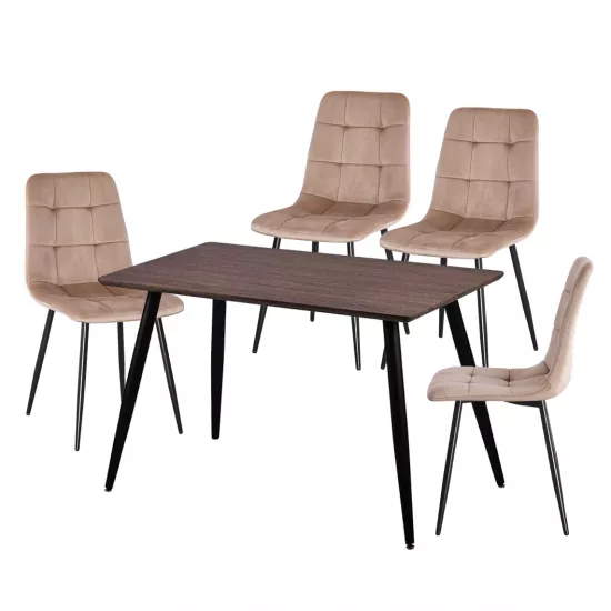 Set Yasen masa Т1921 Brown/Black cu 4 scaune DC-5012 L HLR 11 Gold Brown
