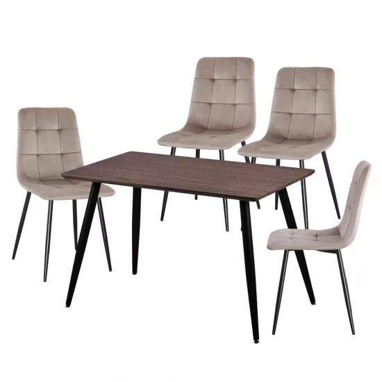 Набор Yasen стол Т1921 Brown/Black с 4 стульями DC-5012 L HLR 8 Dark Brown