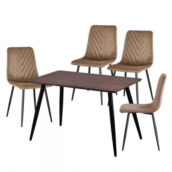Набор Yasen стол Т1921 Brown/Black с 4 стульями DC-5012 S HLR 11 Gold Brown