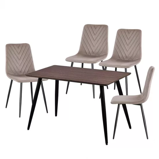 Set Yasen masa Т1921 Brown/Black cu 4 scaune DC-5012 S HLR 8 Dark Brown