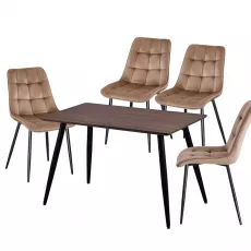 Set Yasen masa Т1921 Brown/Black cu 4 scaune DC-6005 HLR 11 Gold Brown