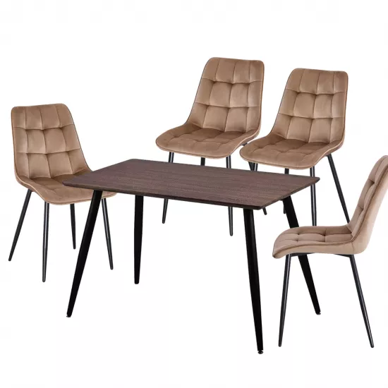 Набор Yasen стол Т1921 Brown/Black с 4 стульями DC-6005 HLR 11 Gold Brown