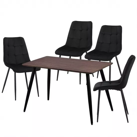 Набор Yasen стол Т1921 Brown/Black с 4 стульями DC-6005 HLR 66 Black