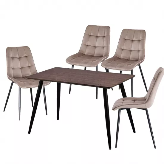 Set Yasen masa Т1921 Brown/Black cu 4 scaune DC-6005 HLR 8 Dark Brown