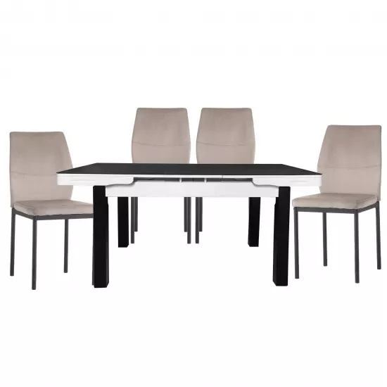 Set Yasen masa extensibila Т1934 Black/White cu 4 scaune DC-22057 Gray
