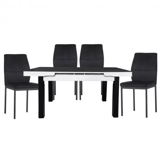 Set Yasen masa extensibila Т1934 Black/White cu 4 scaune DC-22057 Black