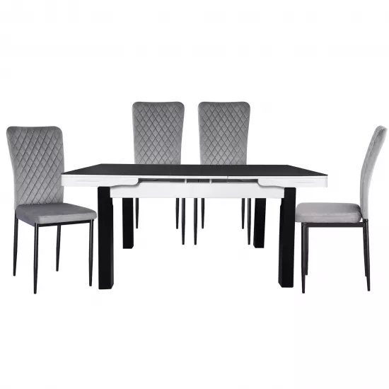 Set Yasen masa extensibila Т1934 Black/White cu 4 scaune DC-2329 HLR 22 Gray